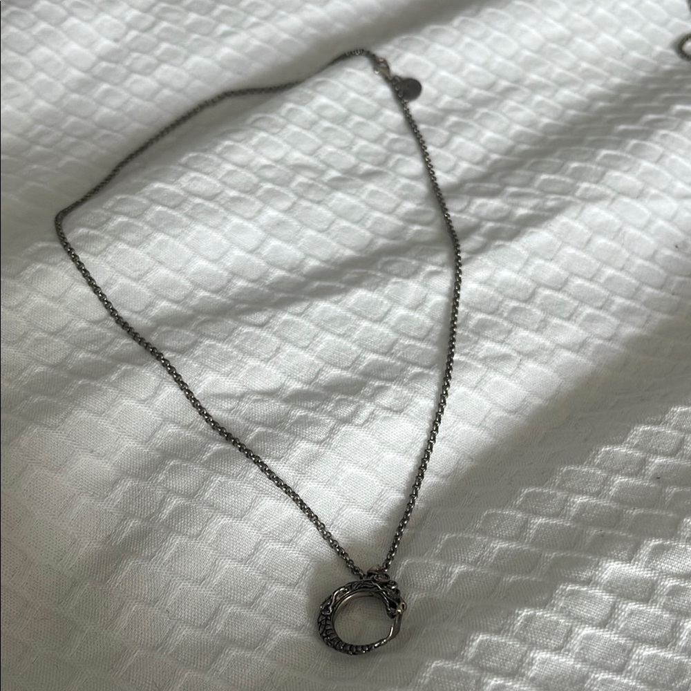 John Hardy Silver Necklace with Circular Dragon Pendant